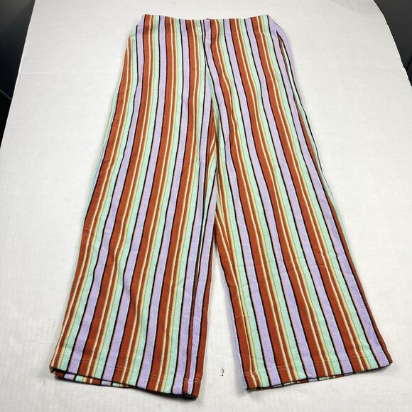 Urban Outfitters Pants Rainbow Stripe Wide Leg Lounge High Waist Festival Small - Picture 1 of 12